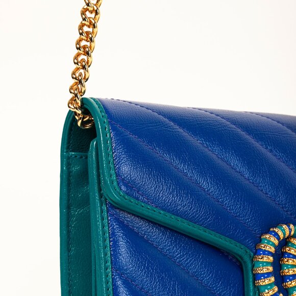 Gucci Torchon GG Marmont Imperial Blue & Pavone Matelasse Shoulder Bag - Picture 7 of 12